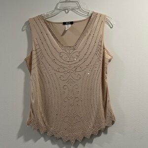 MSK Women's Champagne Embellished Sleeveless Blouse